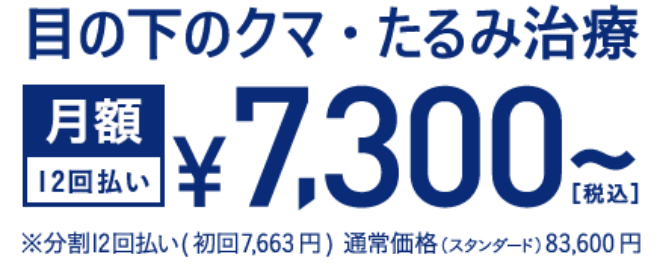 目の下のクマ・たるみ治療 月額12回払い ¥7,300~(税込)