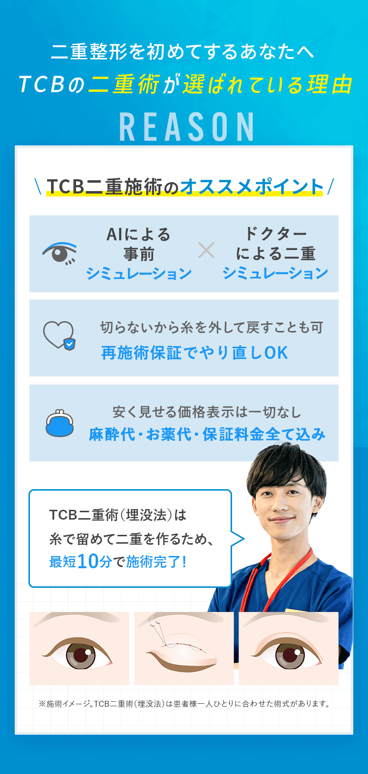 二重整形を初めてするあなたへTCBなら安心して受けられる理由