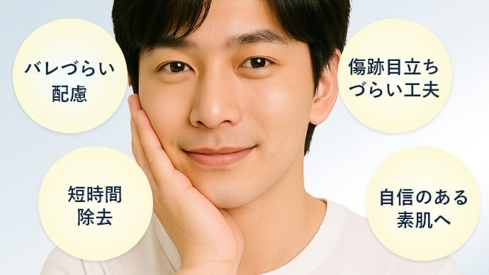 バレづらい配慮 傷跡目立ちづらい工夫 短時間除去 自信のある素肌へ