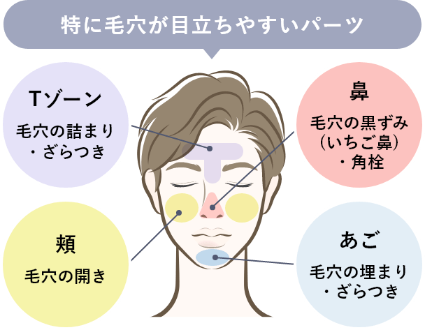 特に毛穴が目立ちやすいパーツ